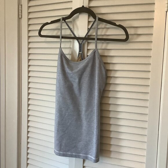 Lululemon women's racerback tank top 8 'Power Y' striped athletic grey - Picture 2 of 6